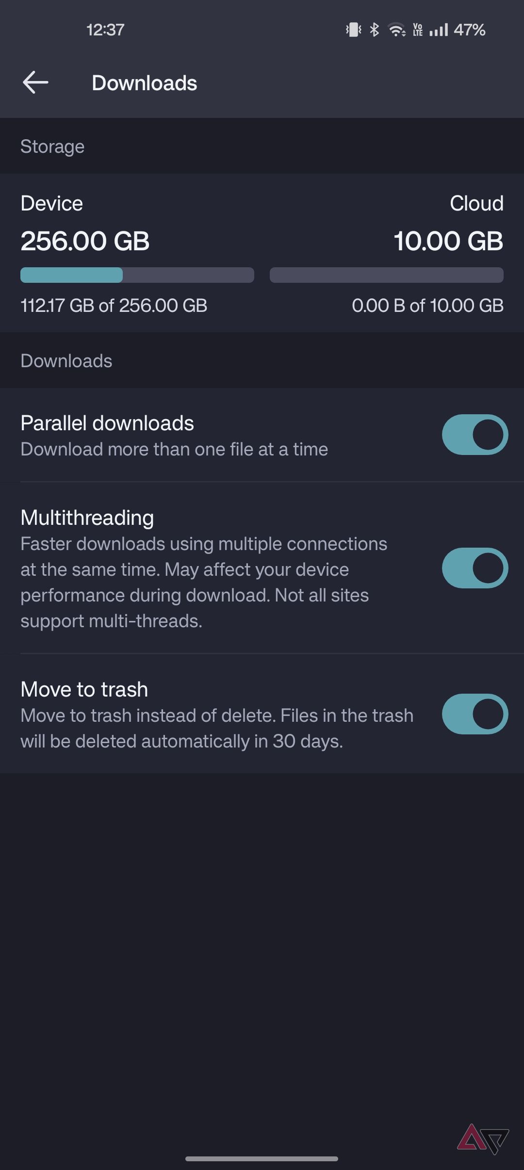 Aloha browser with the download setting options