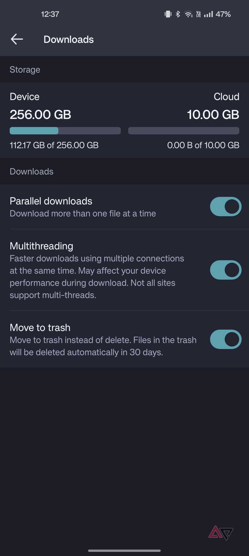 Aloha browser with the download setting options