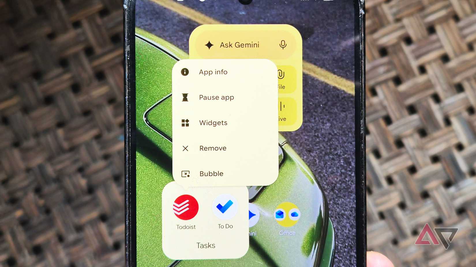 Google Pixel 9 Pro XL home screen with to do microsoft and todoist apps showing app info