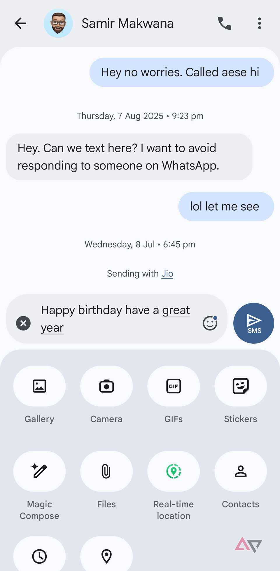 Magic compose in Messages