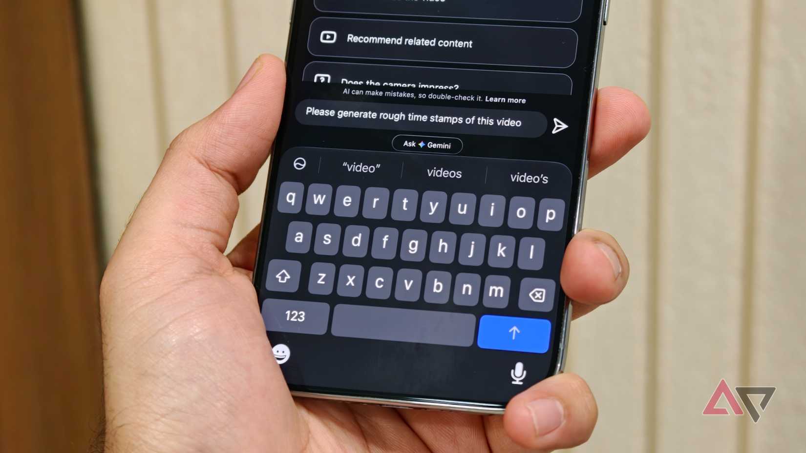 Digitare una richiesta a Gemini per generare i timestamp del video