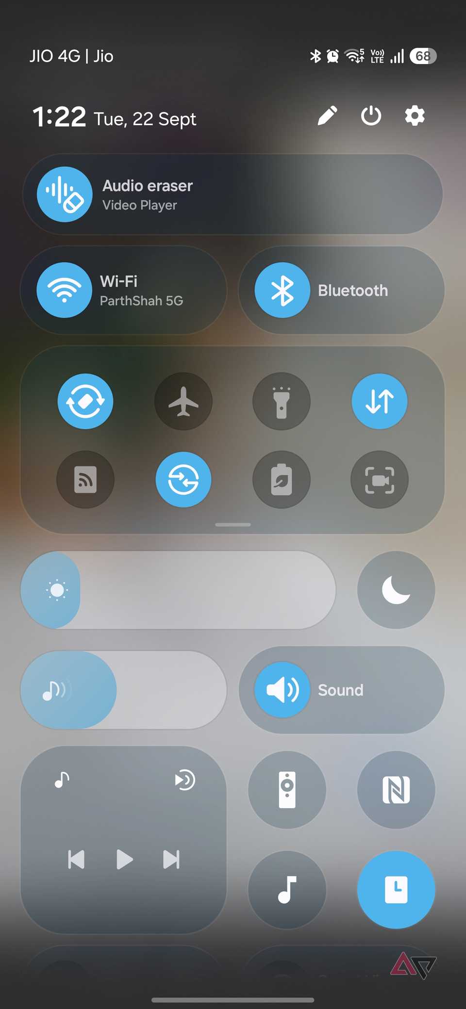 audio eraser in Quick Settings