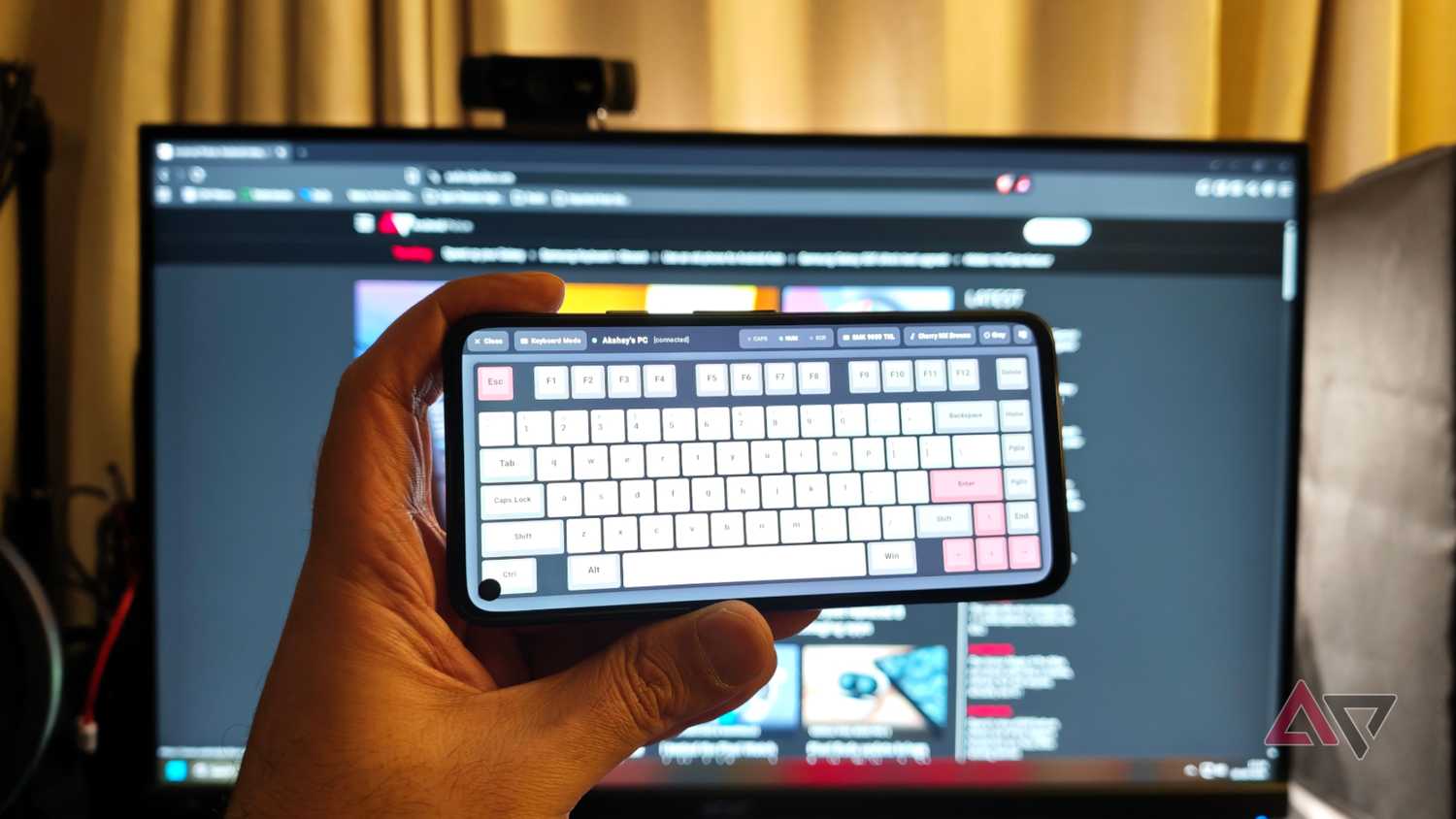 Bluke app running on a Pixel 4a with a PC in the background