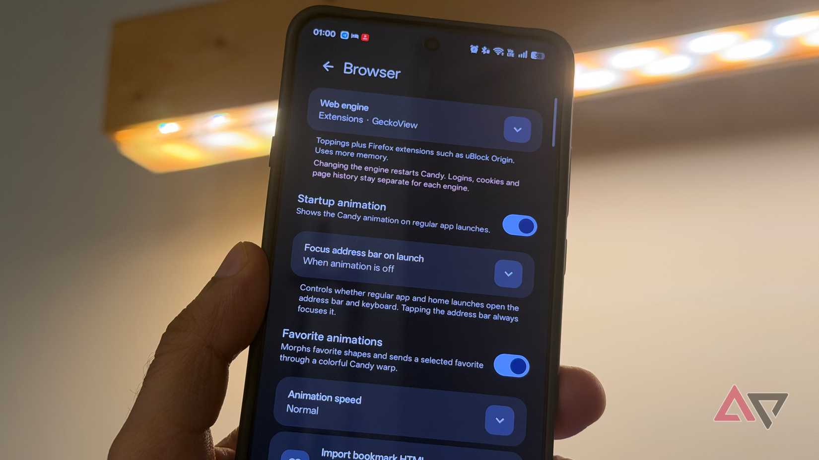 Candy Browser options and settings