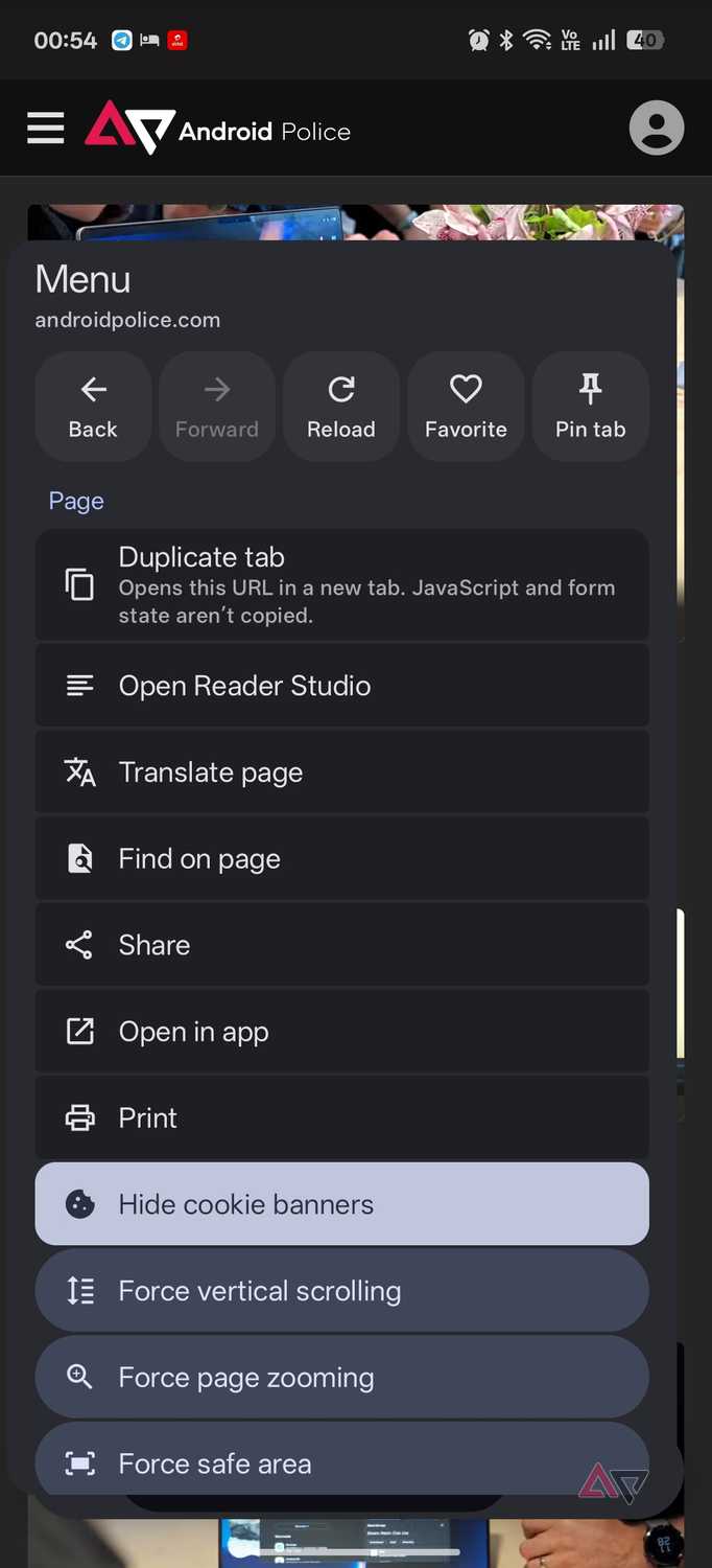 Candy Browser site options