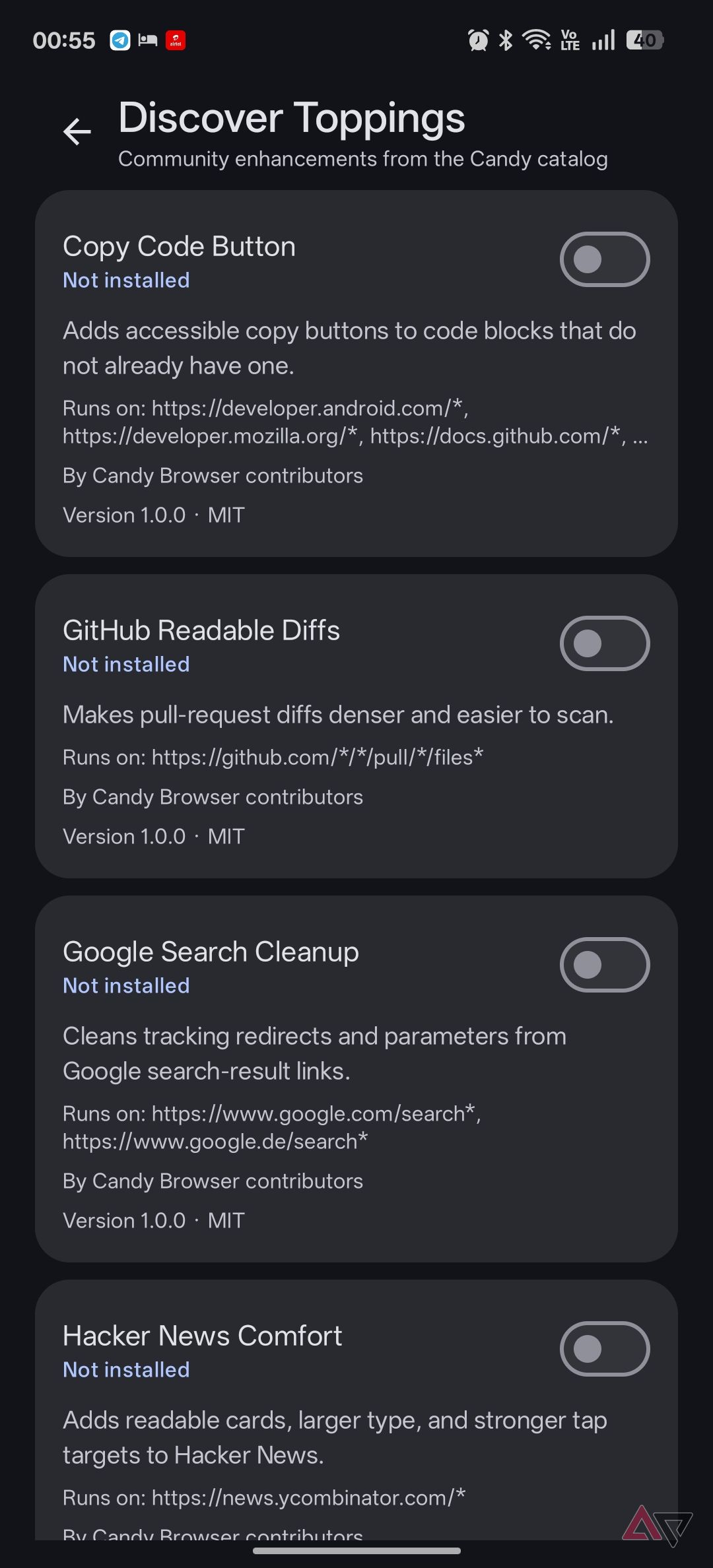 Candy Browser toppings