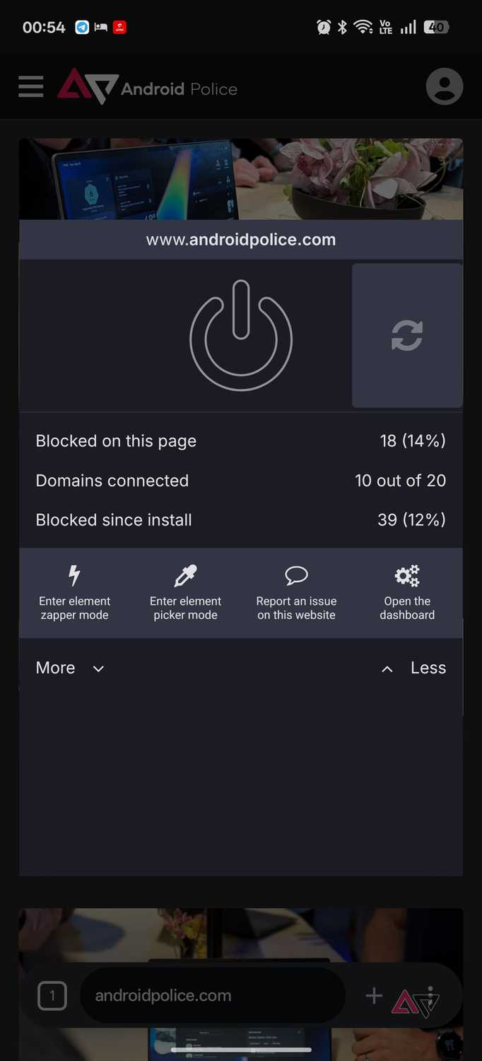 Candy Browser ublock settings