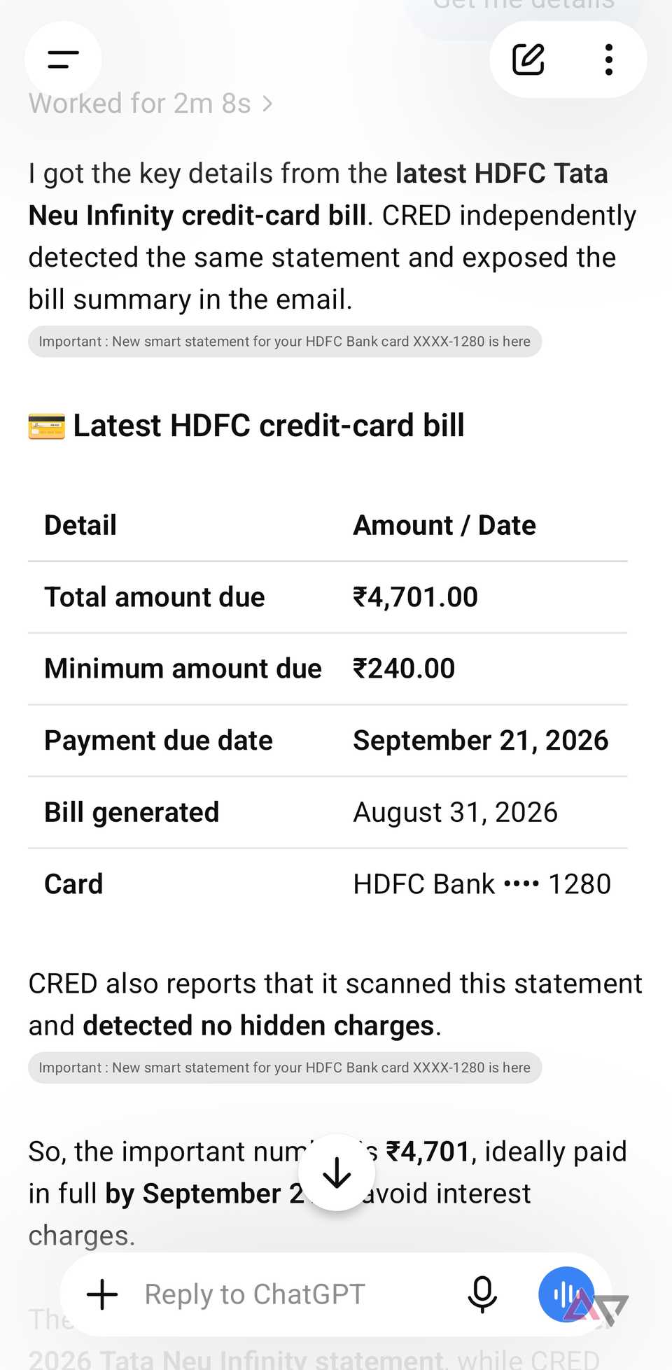 ChatGPT puilling credit card details