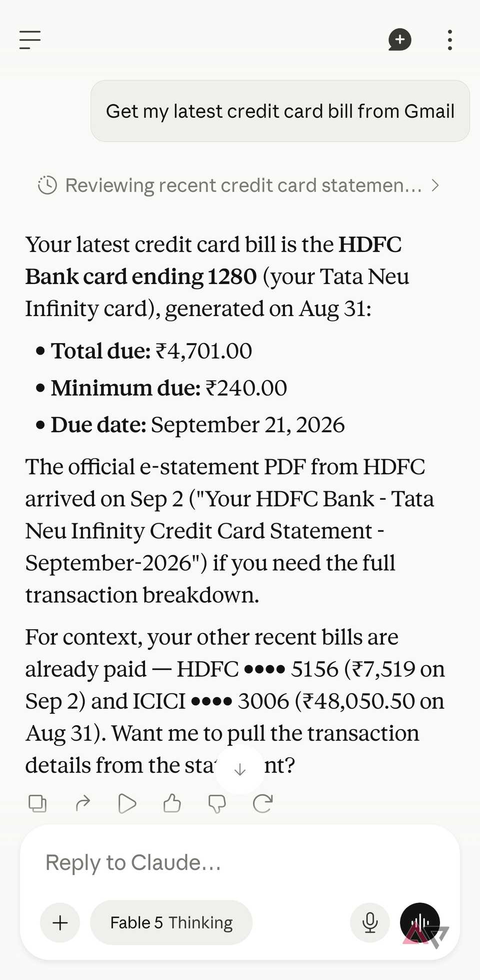 Claude pulling credit card details