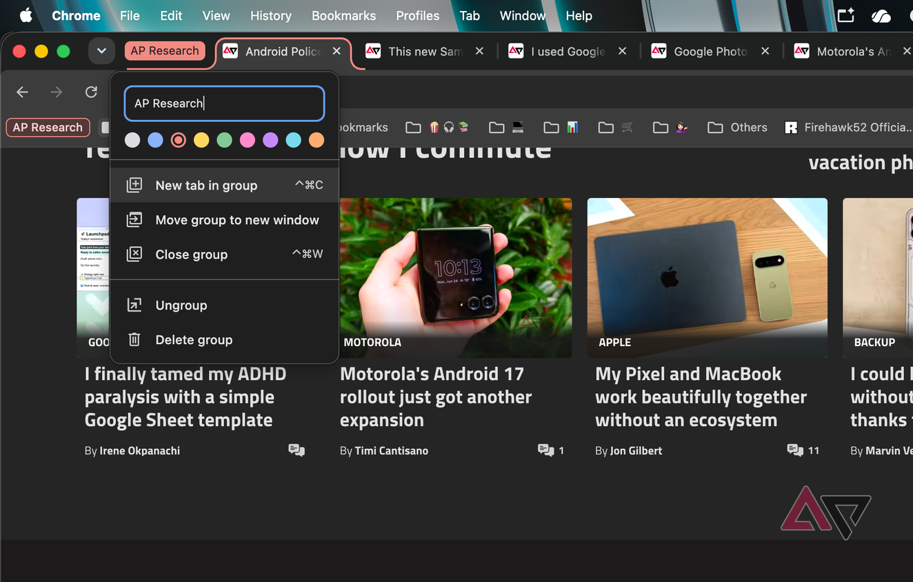 группировка вкладок в Chrome — иллюстрация 6 к материалу группировка вкладок в Chrome — иллюстрация 6 к материалу