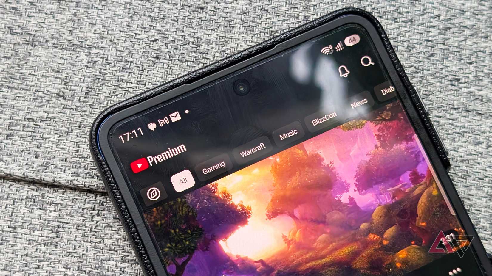 YouTube Premium on a Samsung Galaxy Z Flip smartphone
