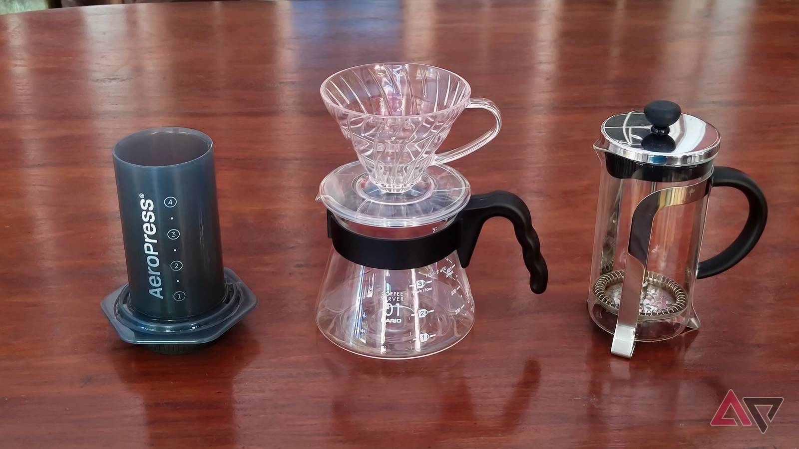 Coffee brewers AeroPress Hario V60 French press