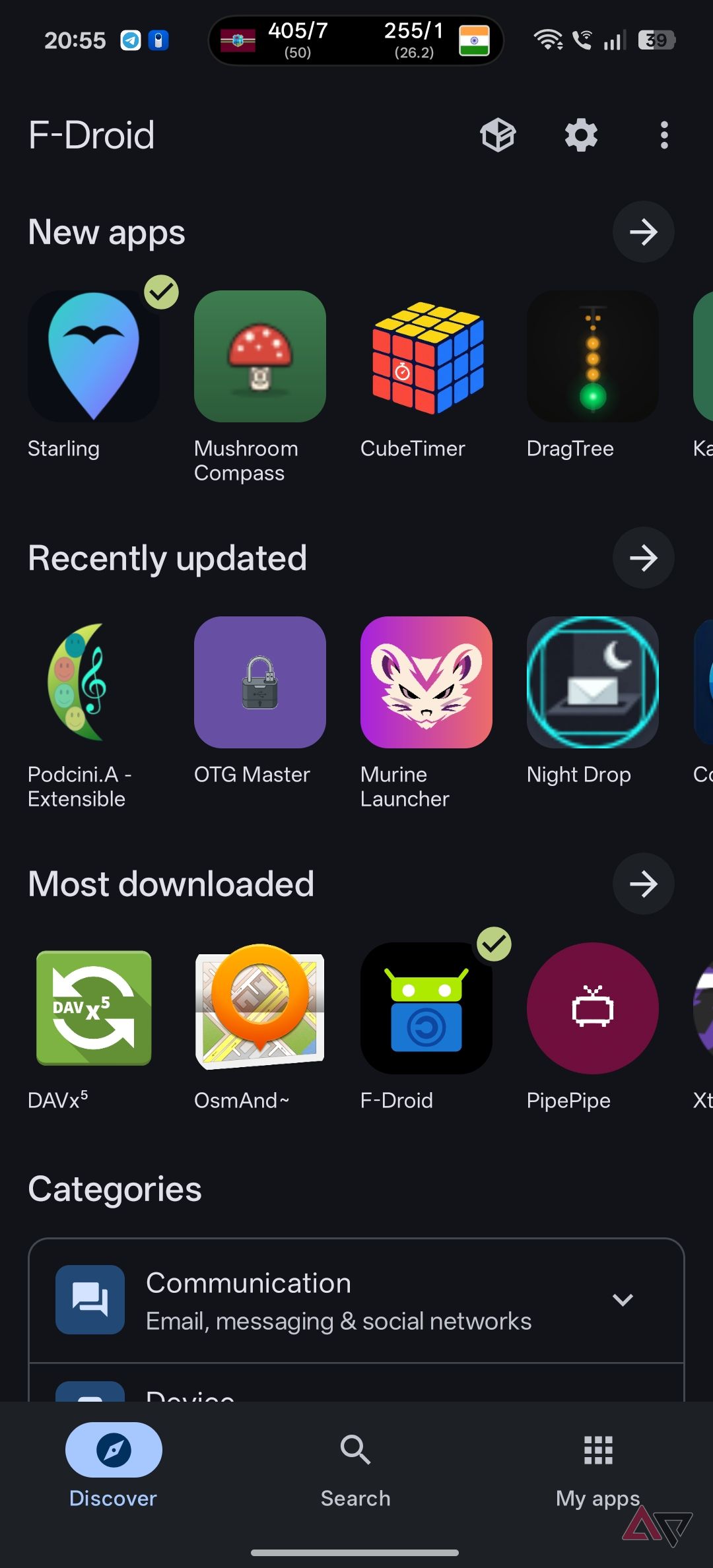 F-Droid 2.0 new apps home screen
