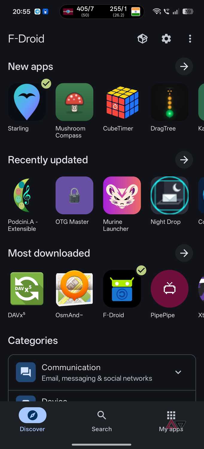 F-Droid 2.0 new apps home screen