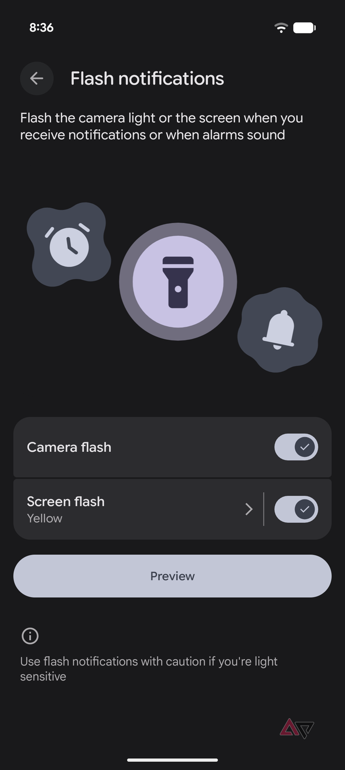flash notifications main page