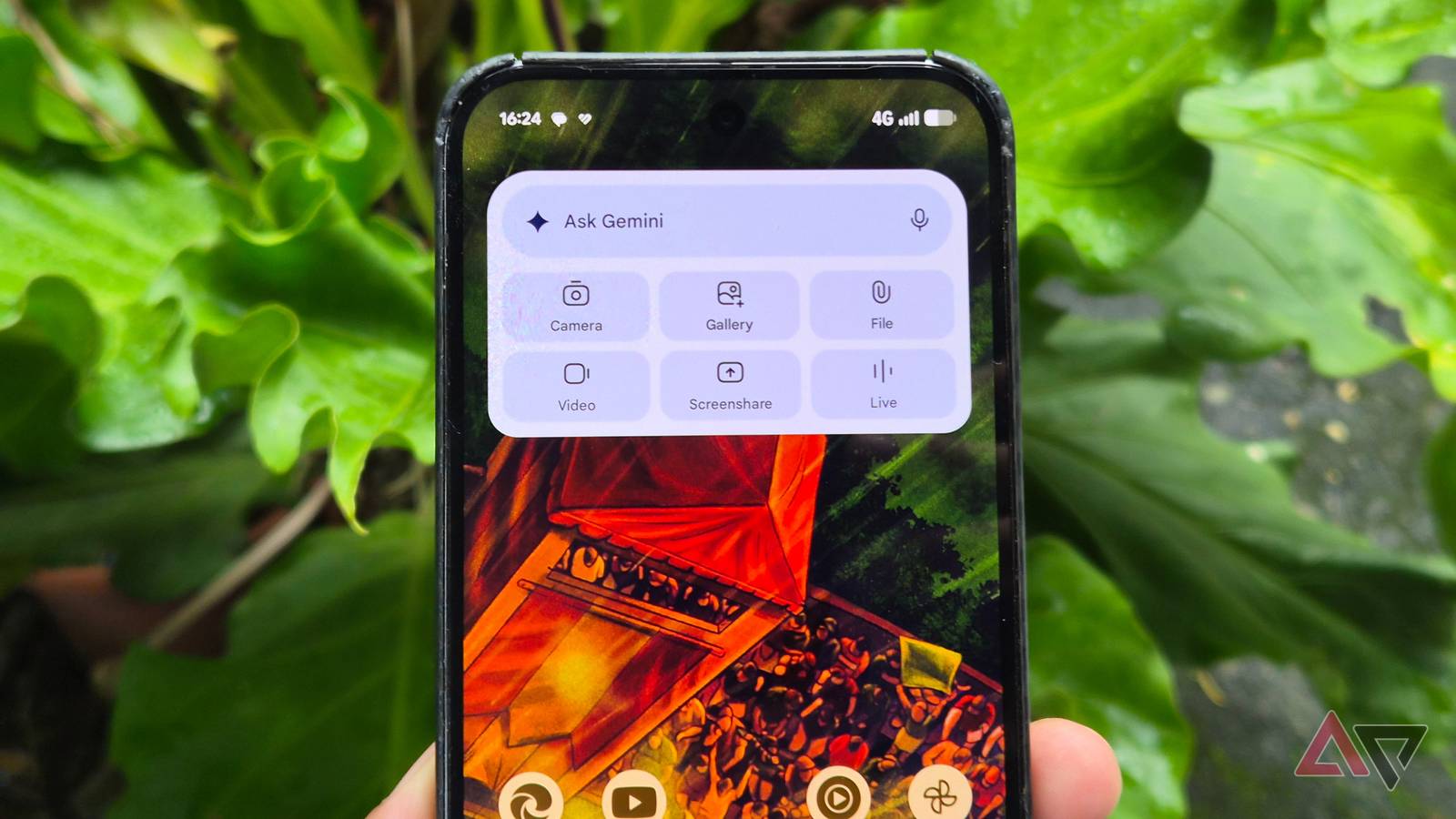 Gemini widget on the home screen of a Google Pixel smartphone