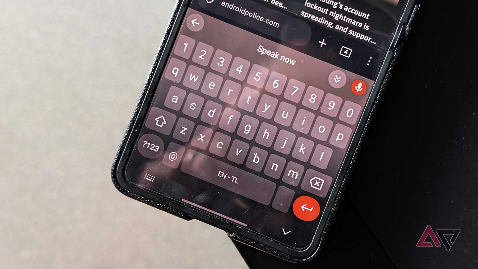 Samsung Galaxy Z Flip 7 phone with Google Gboard keyboard voice typing