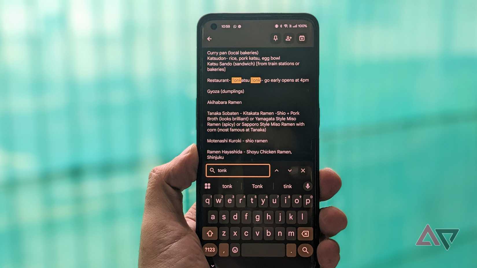 Google Keep trova nella nota i risultati di ricerca dei ristoranti