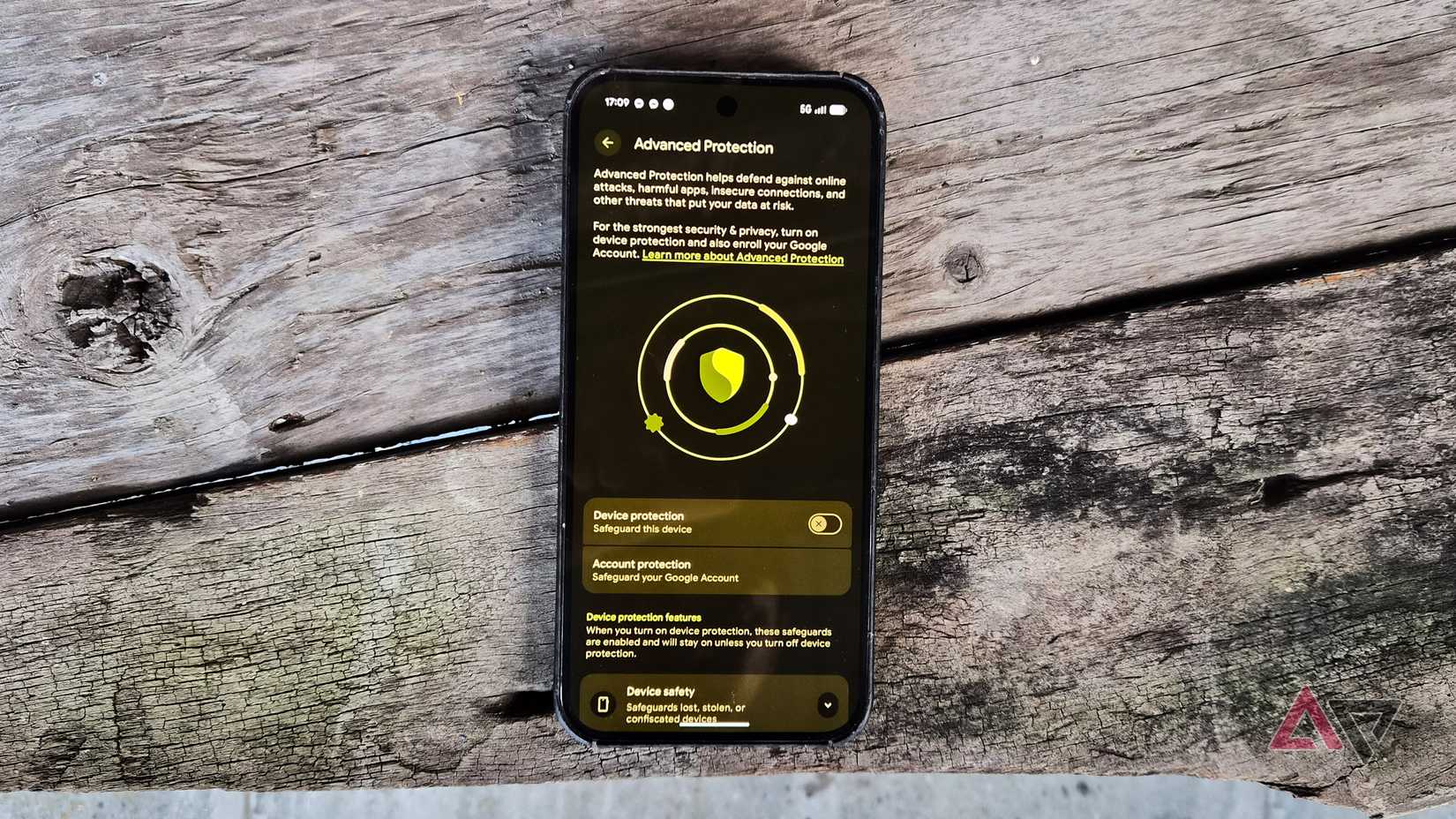 Google Pixel 9 Pro XL showing advanced protection page