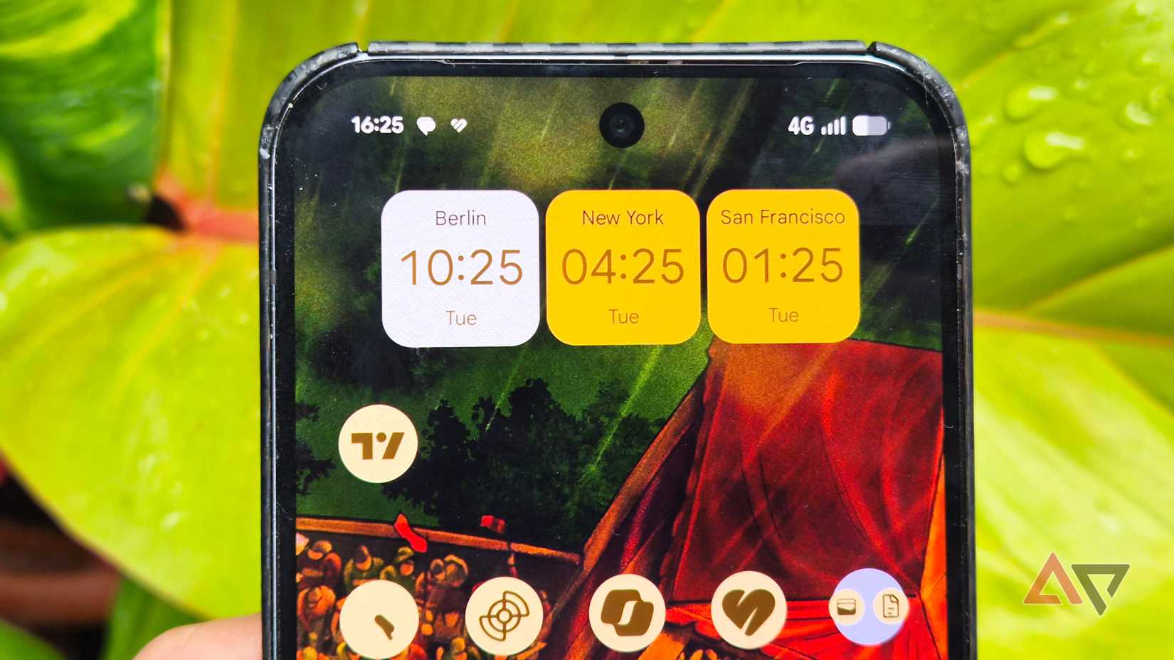 Google Pixel 9 Pro XL showing off its multi-colored home screen and widget