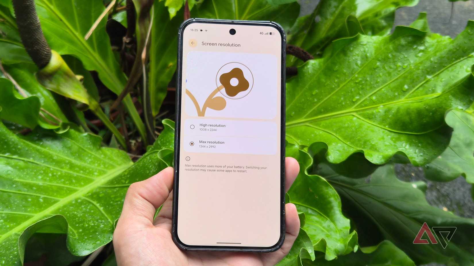 Google Pixel 9 Pro XL with its display resolution options