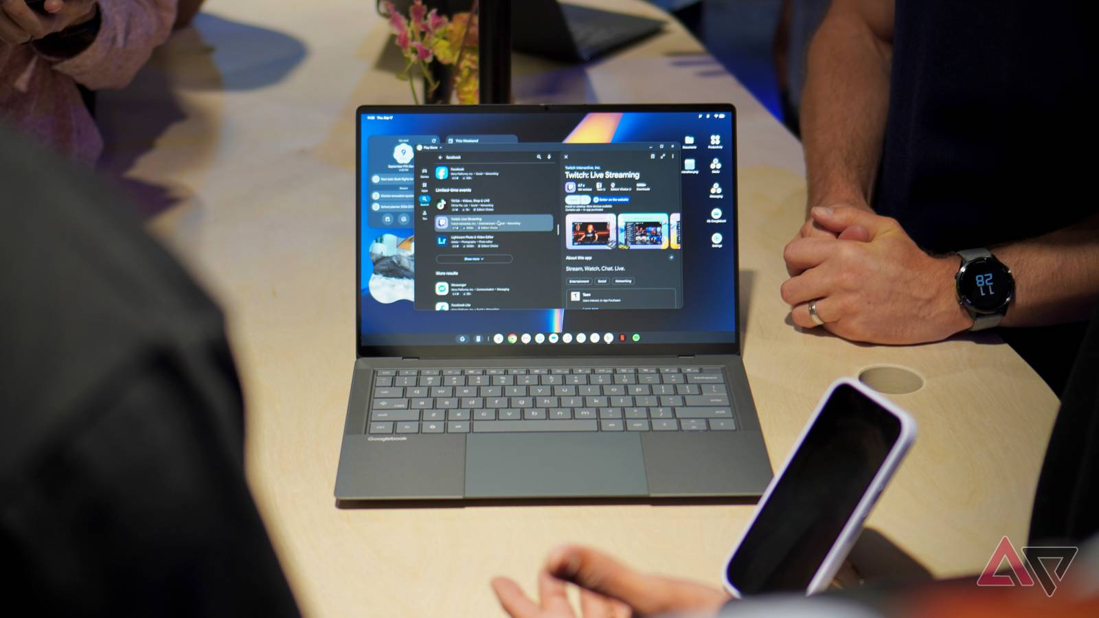 A Googlebook laptop on a desk