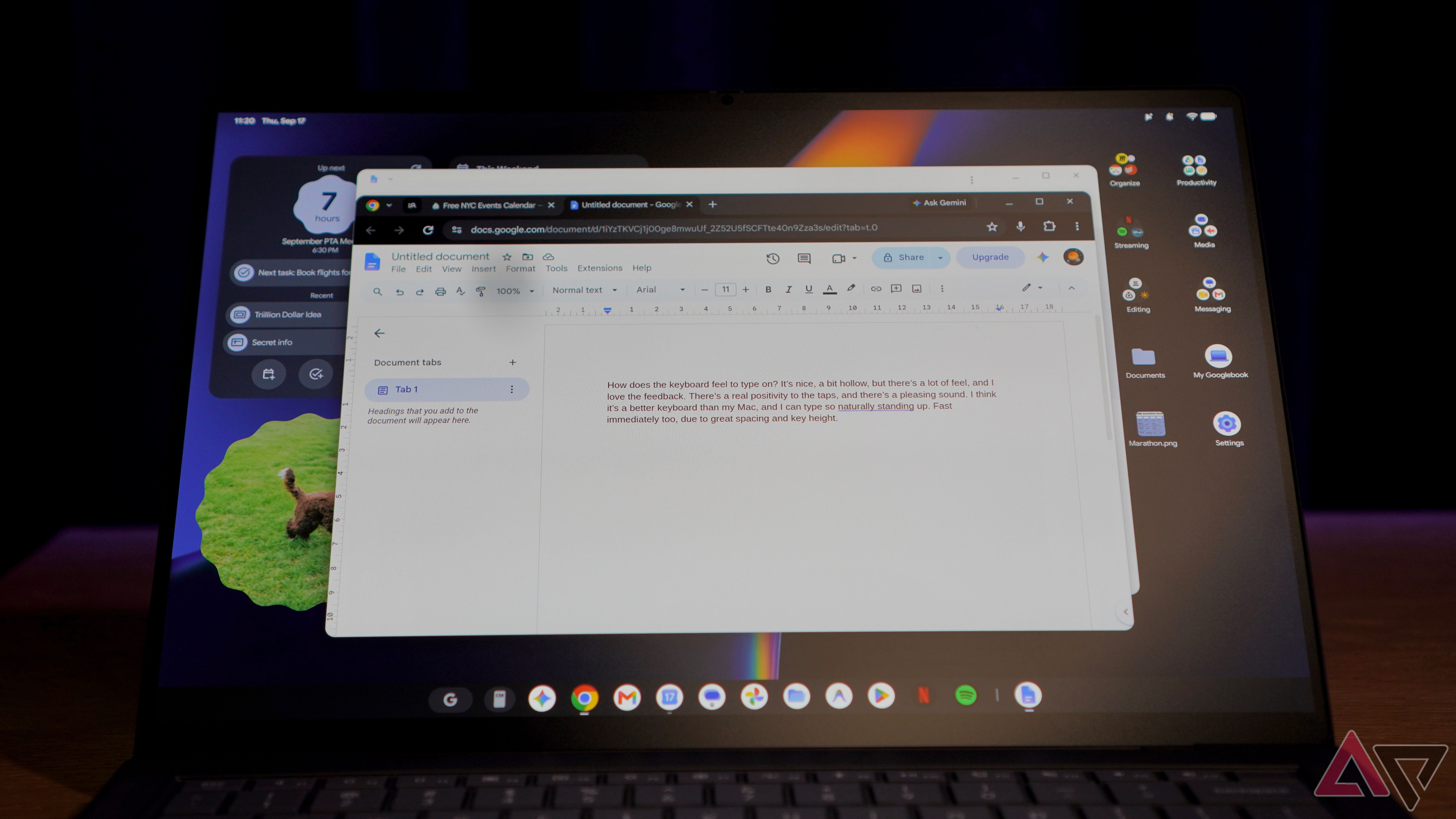Typing on the Asus Googlebook laptop