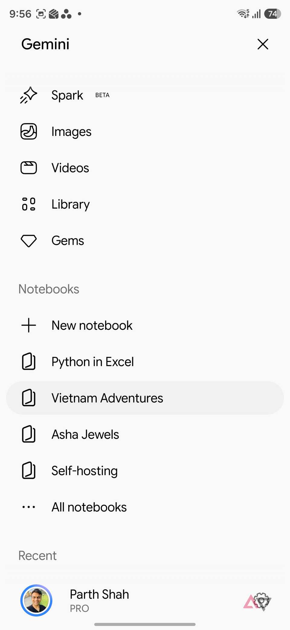 Gemini Notebooks on Android