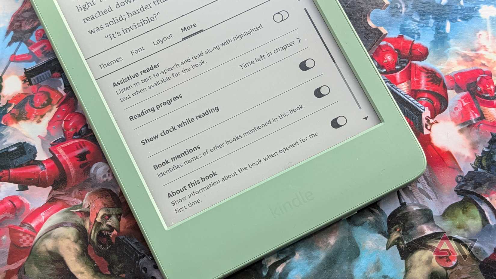 The Kindle More menu in Font Settings.