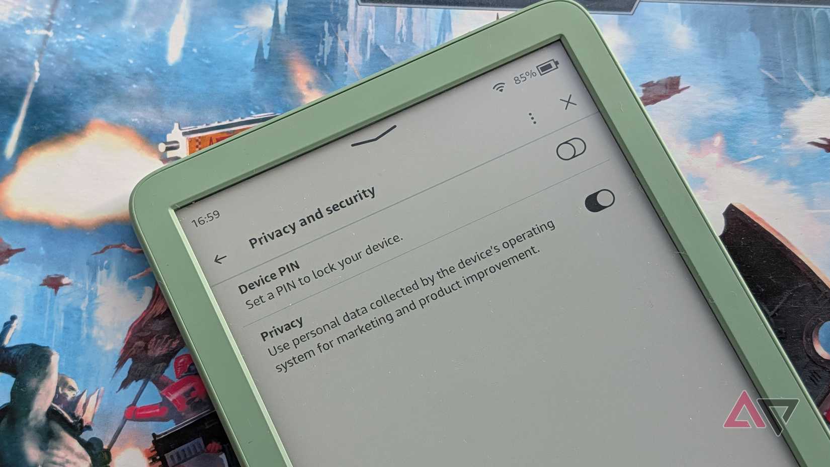 The menu to set up a PIN on a Kindle.