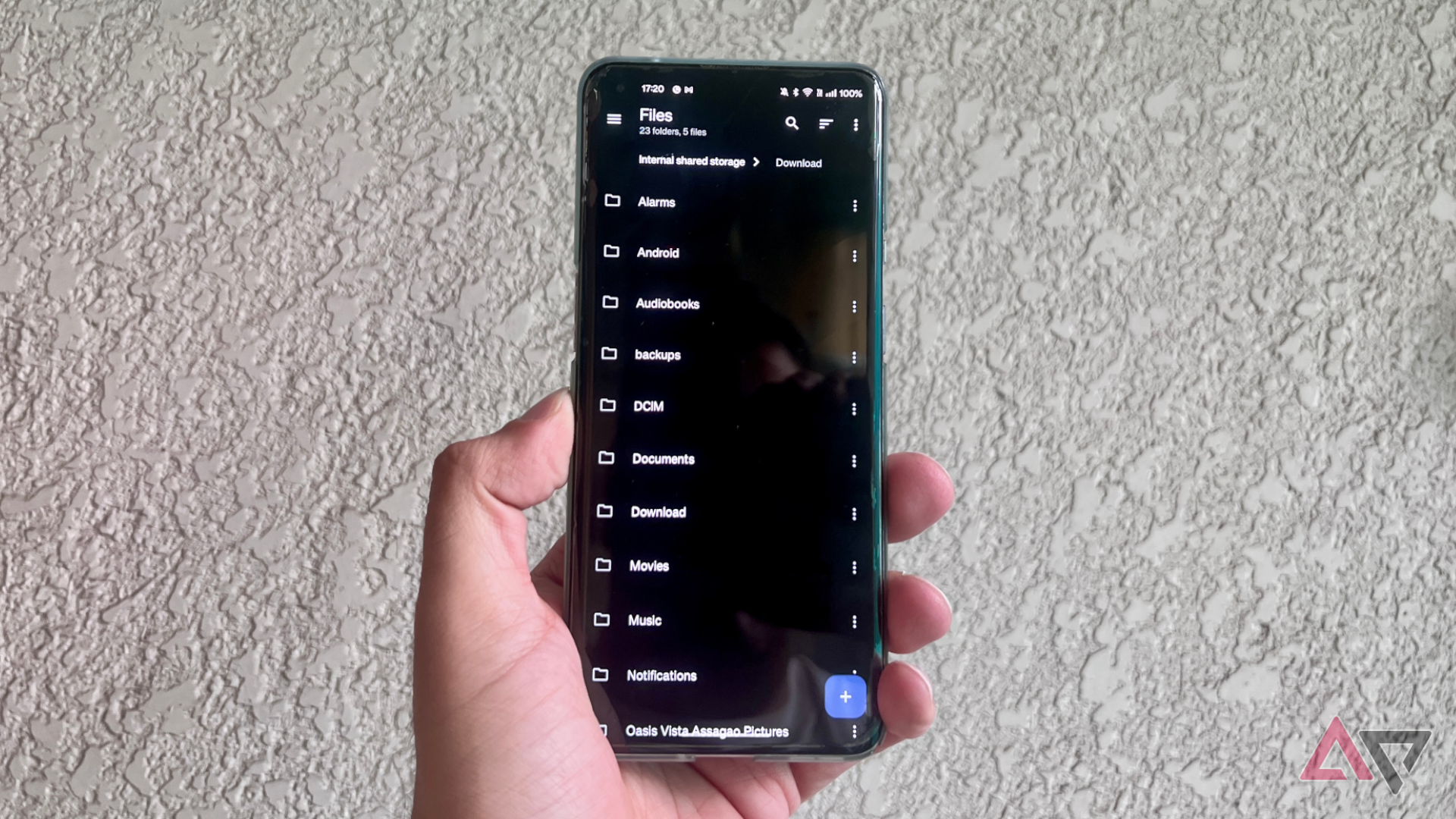 Material Files app homepage on phone in hand