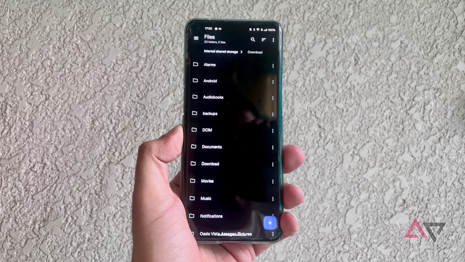 Material Files app homepage on phone in hand