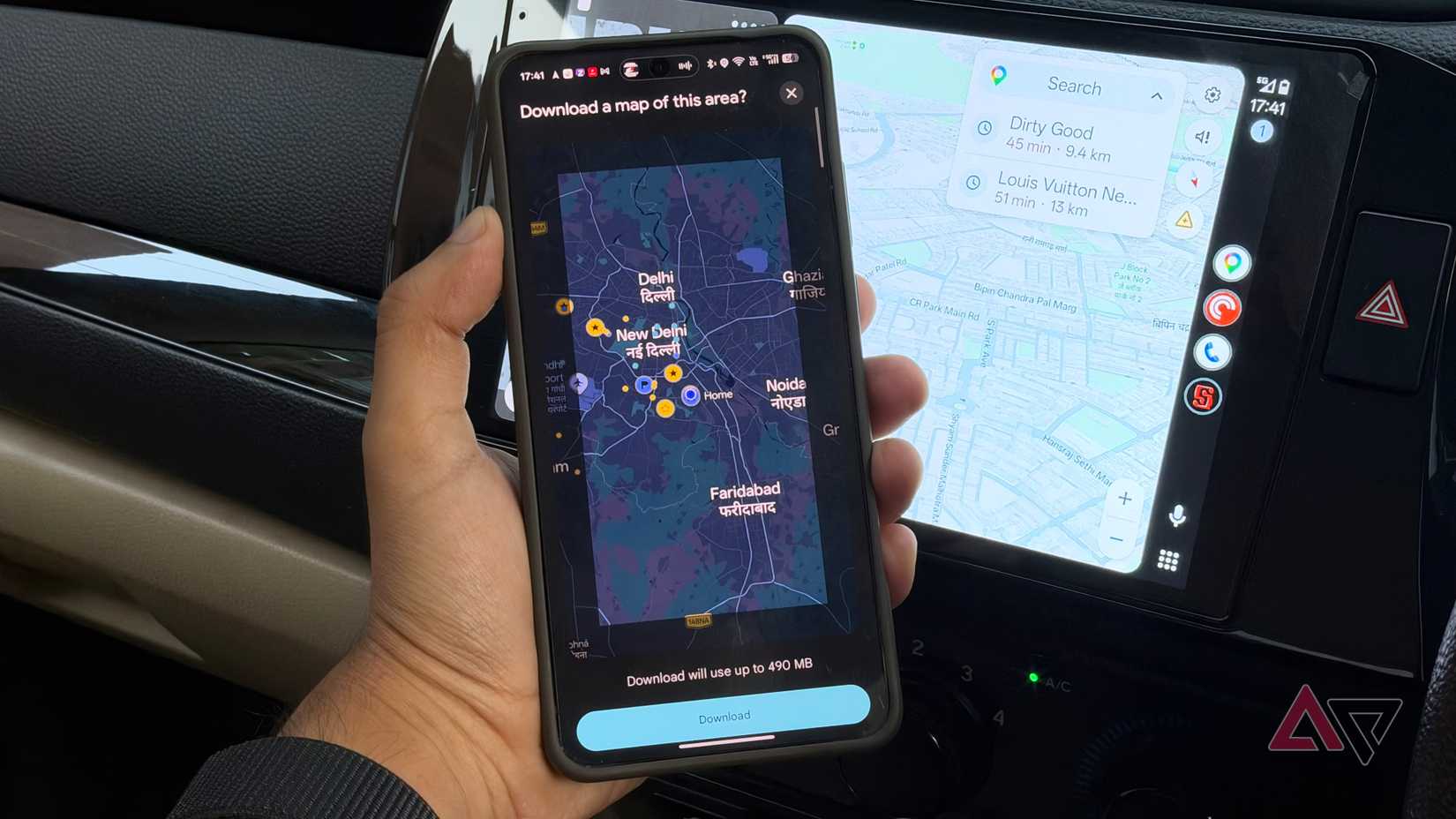Offline Android Auto setup downloading map