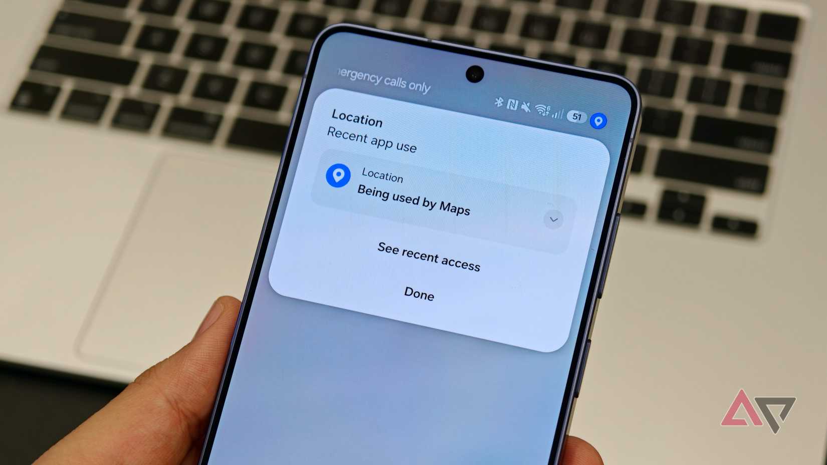 One UI 9 location privacy panel showing Google Maps accessing location