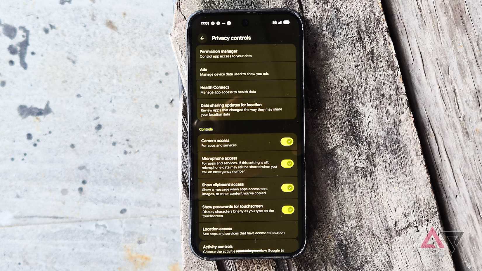 Google Pixel 9 Pro XL showing privacy settings