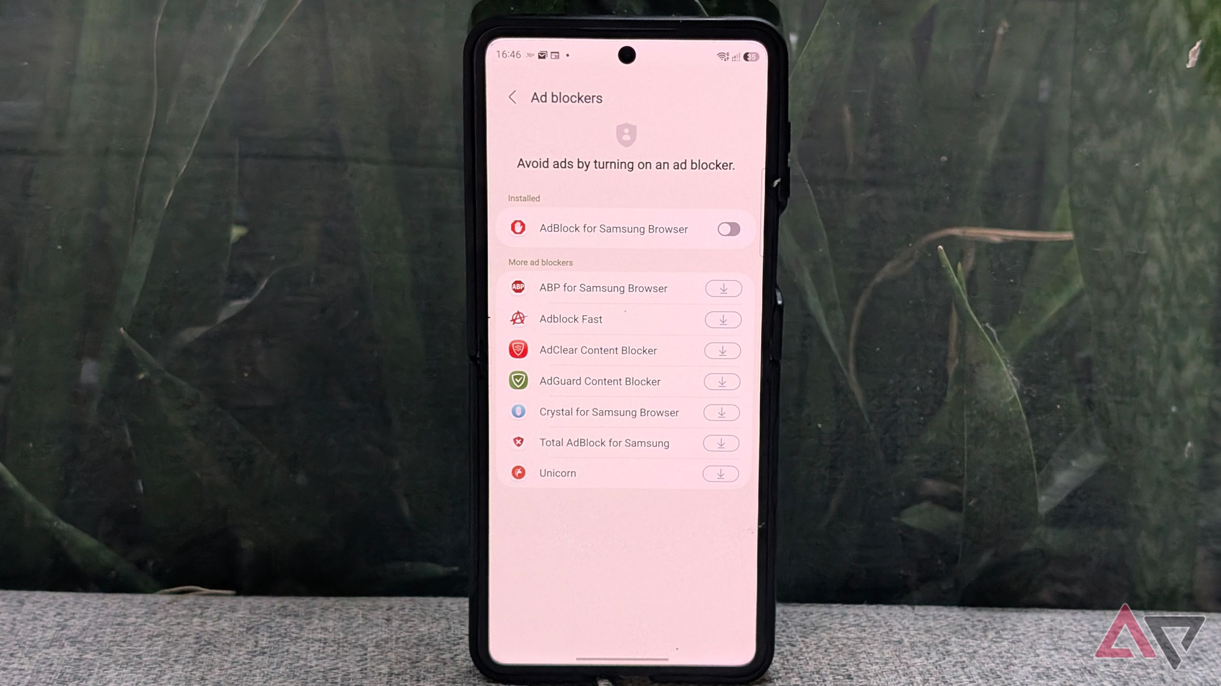 Samsung Browser ad blocker extensions