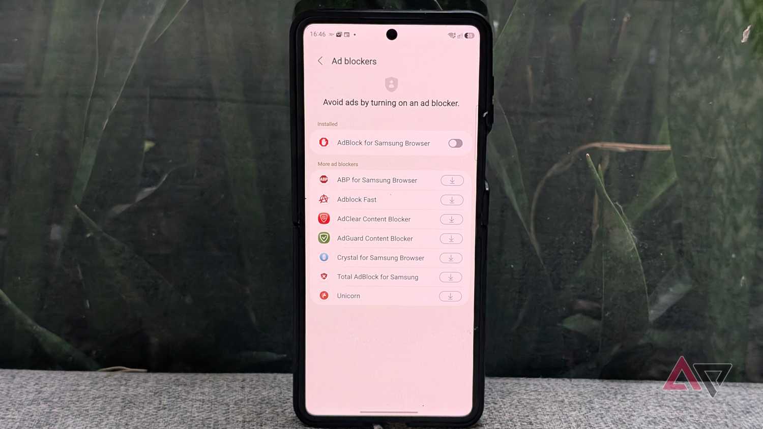 Samsung Browser ad blocker extensions