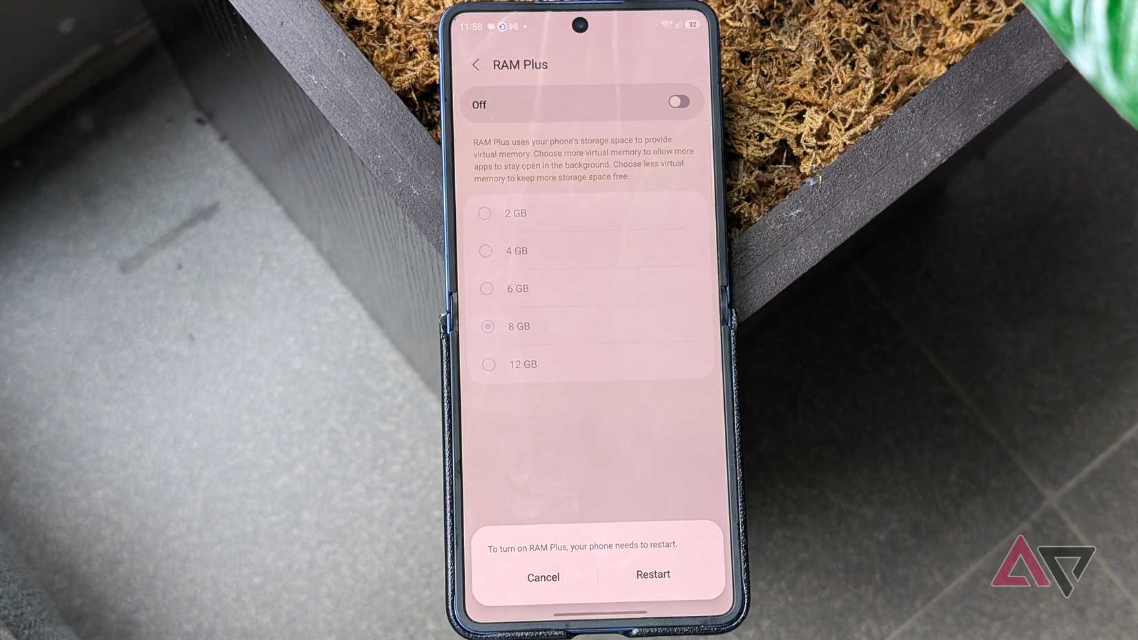 RAM Plus memory virtualization feature on Samsung Galaxy Z Flip 7