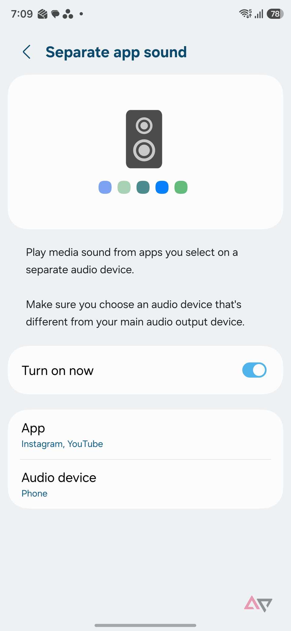 Separate app sound on Samsung