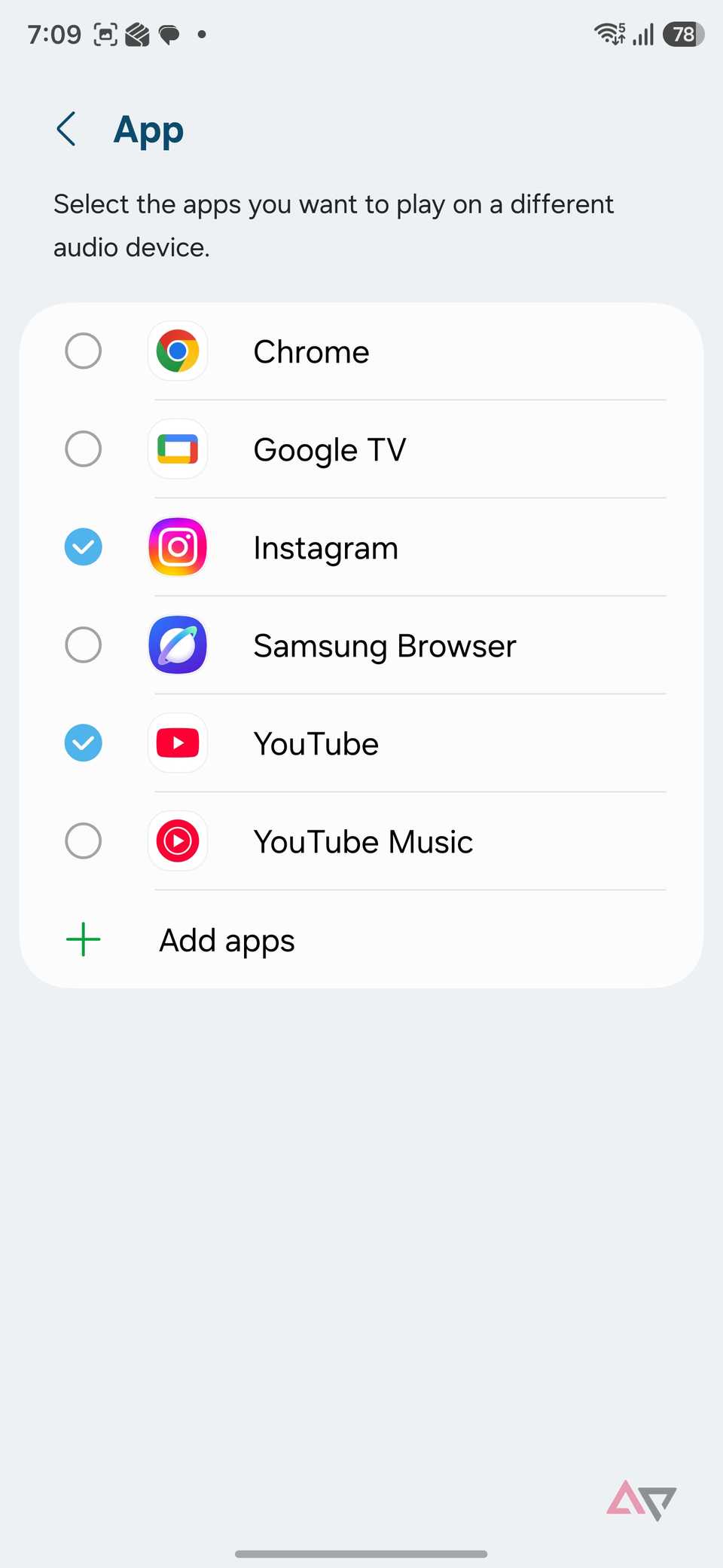 select app for separate app sound