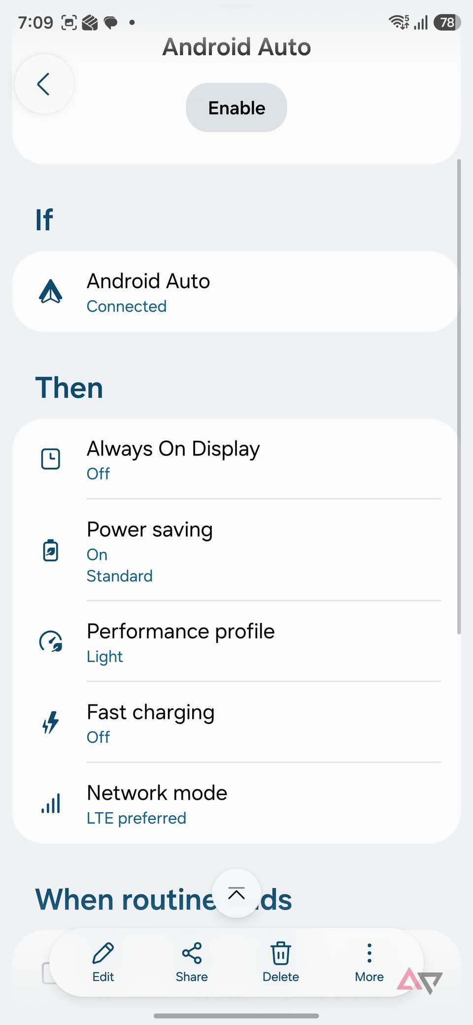 create a routine for Android Auto