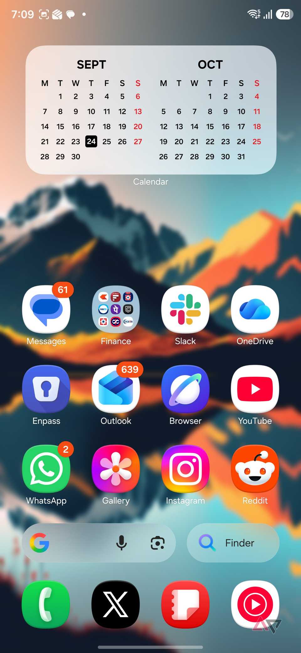 Stacked widgets on Samsung phone