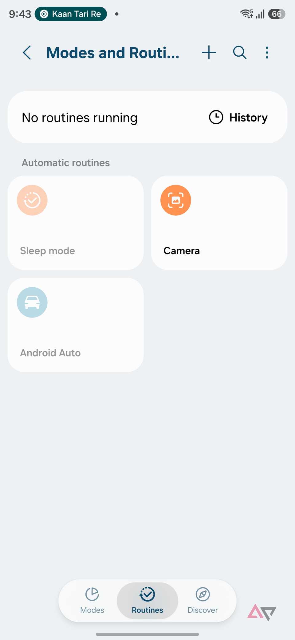 Samsung Routines menu