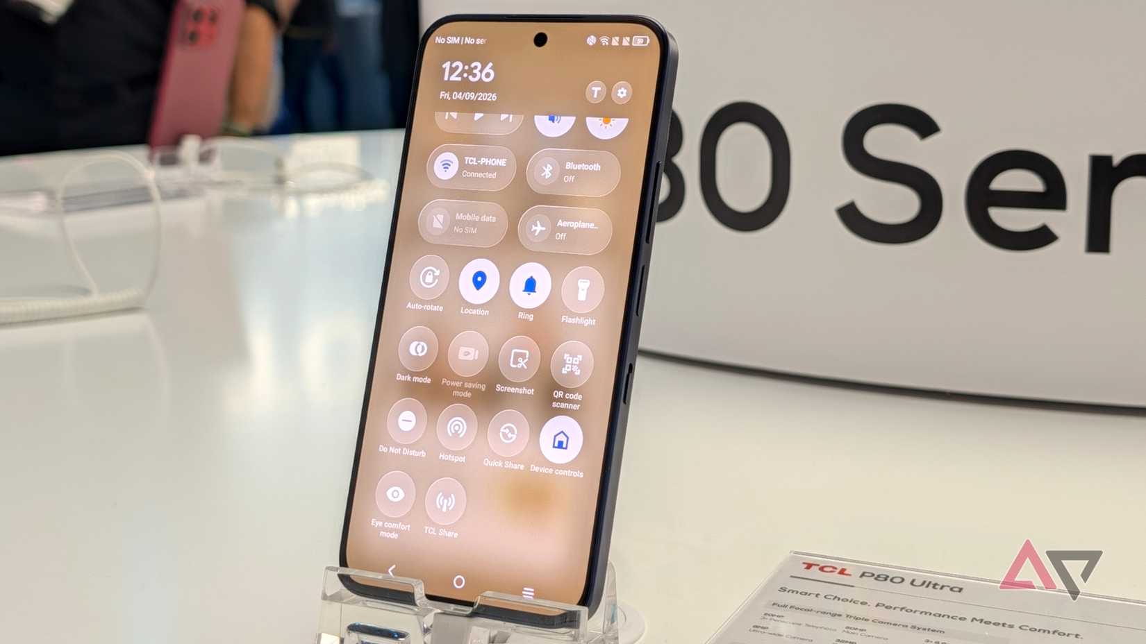 TCL P80 Ultra AMOLED quick settings