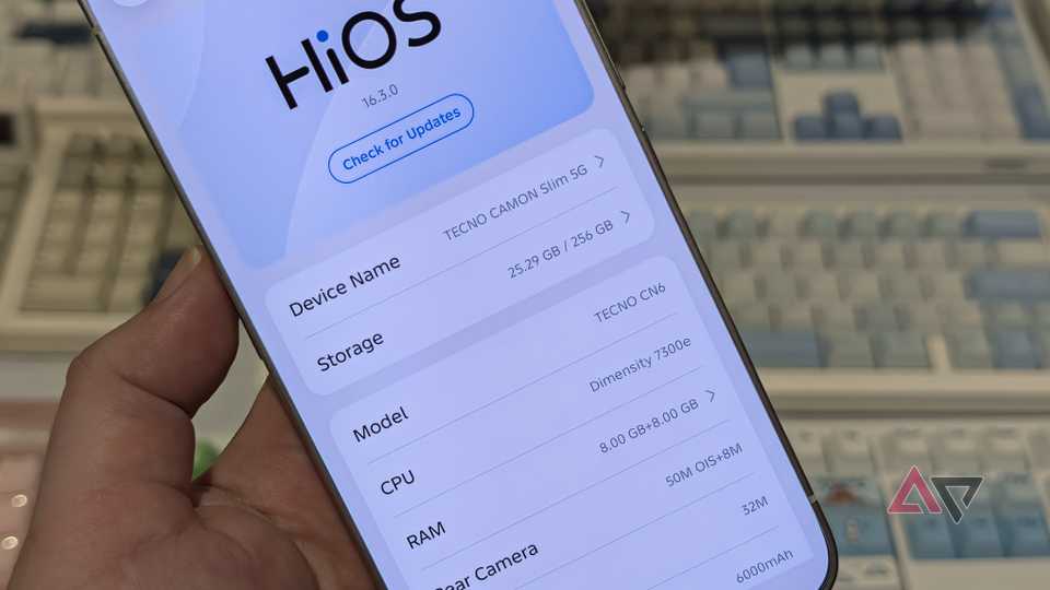 Tecno Borderless Concept, About screen, HiOS and specs