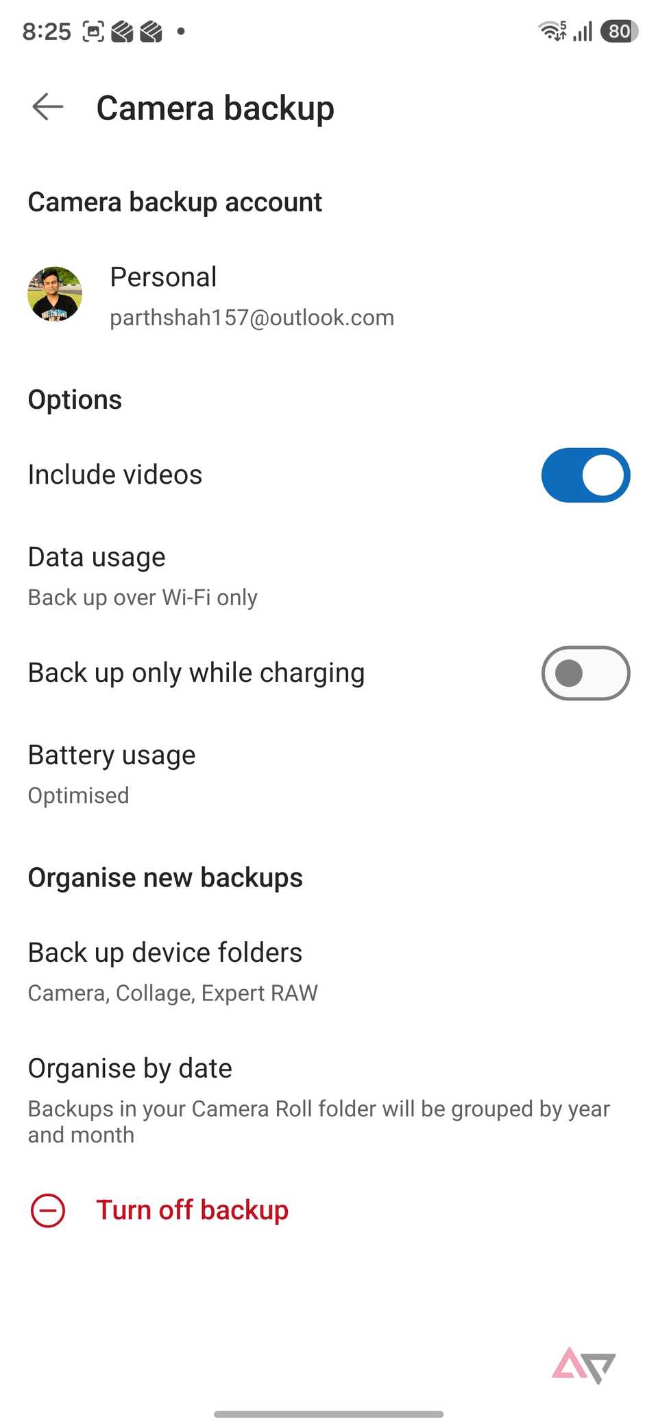 OneDrive camera backup