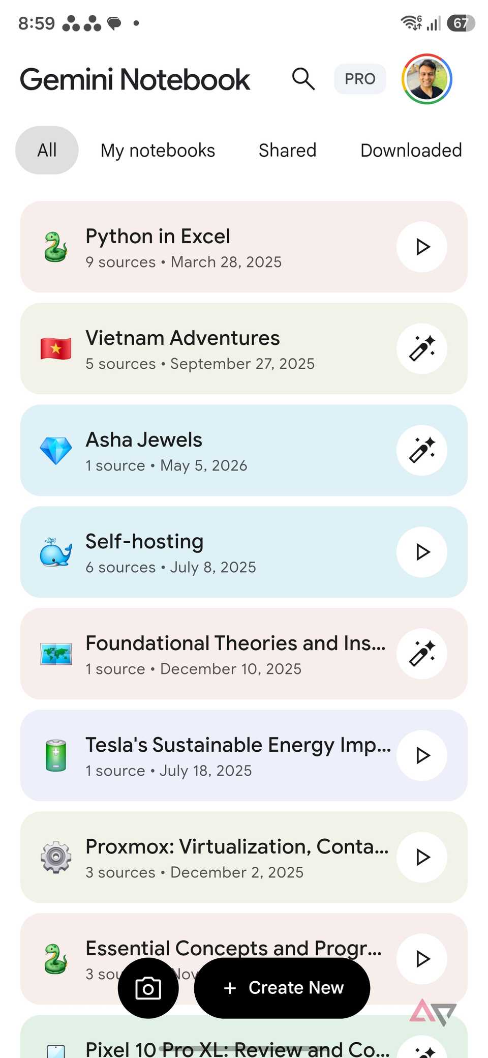 notebooks in Gemini Notebook