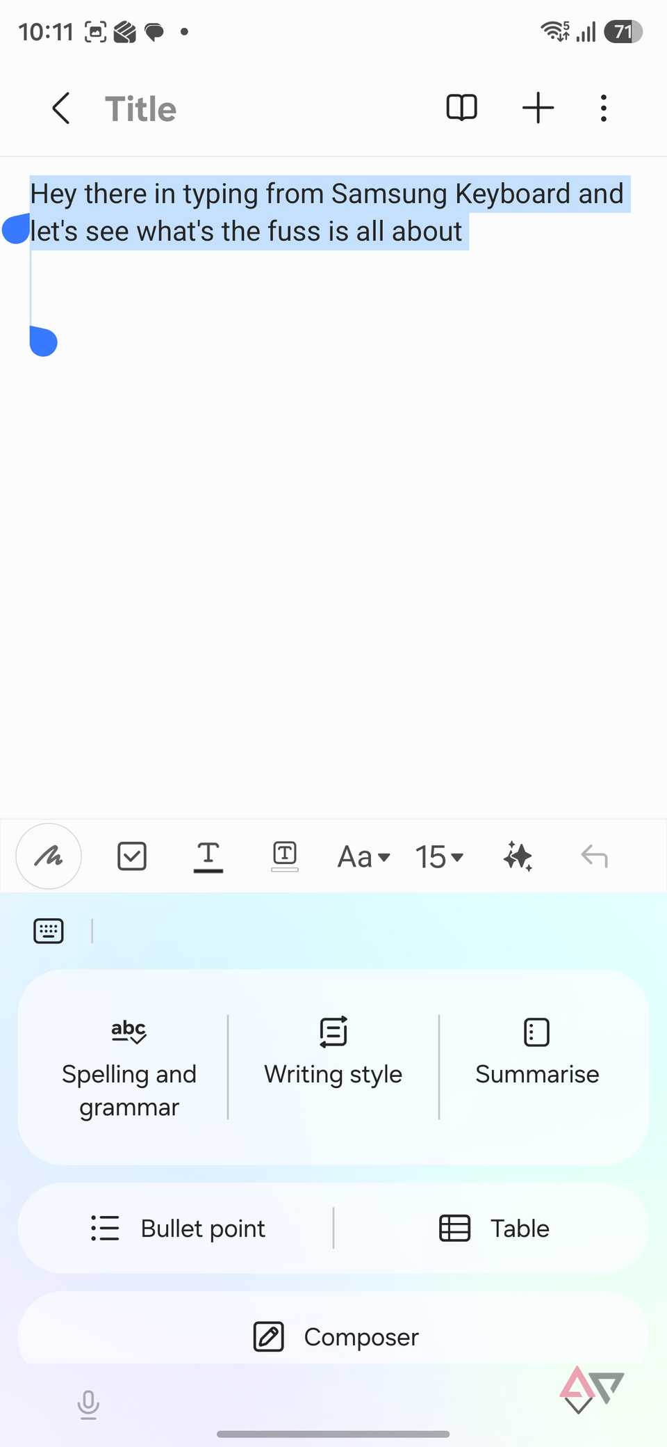 Tastiera Samsung Galaxy AI