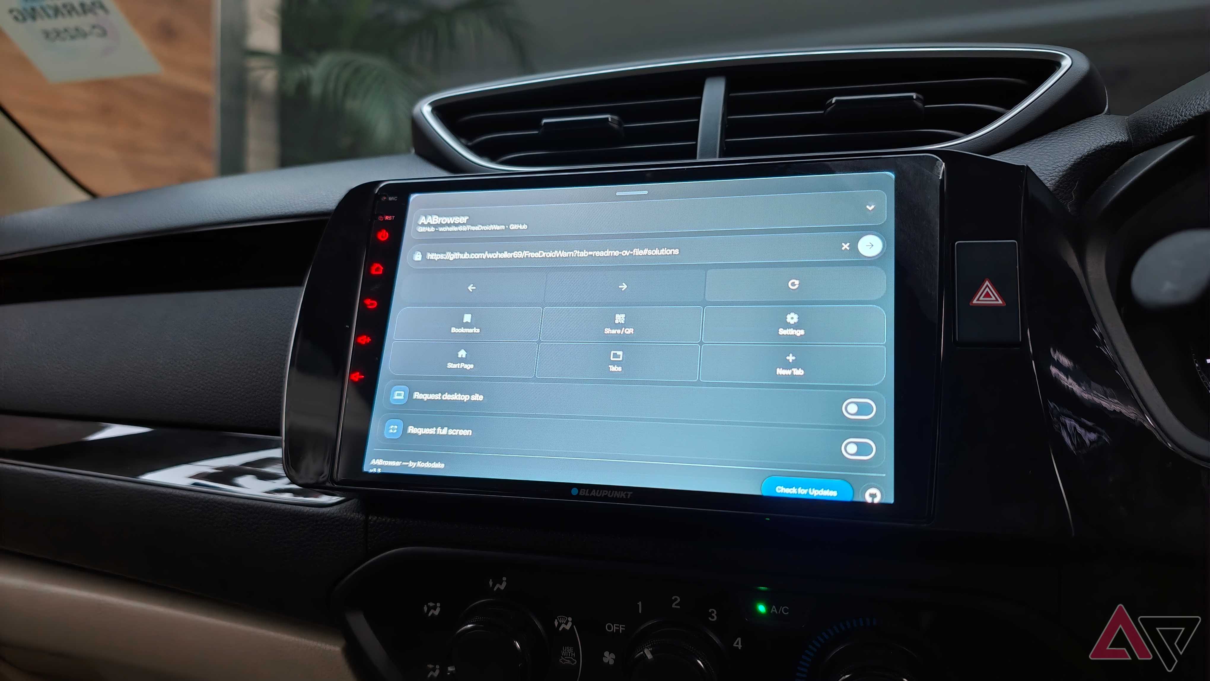 AA Browser sulla schermata iniziale di Android Auto