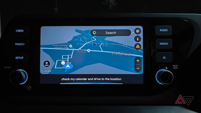 Photo showing a Gemini command in Android Auto